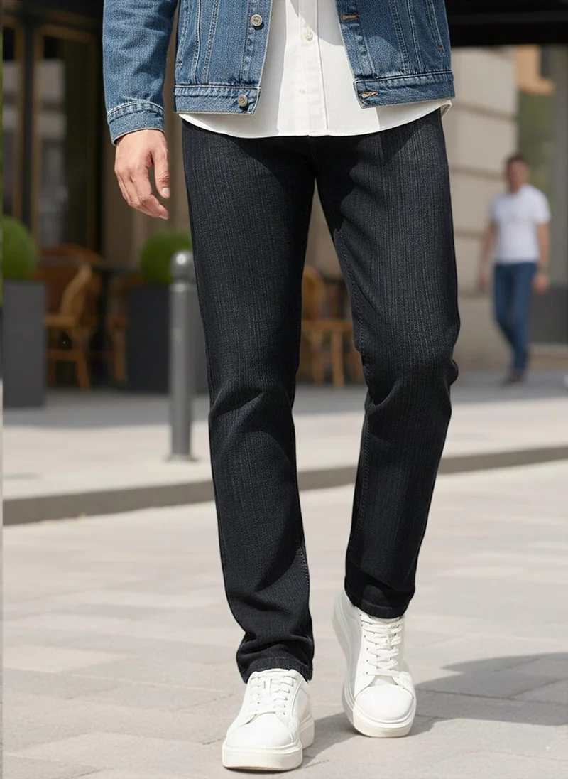 Urbano Fashion Men's Black Straight Fit Washed Denim Jeans Stretchable